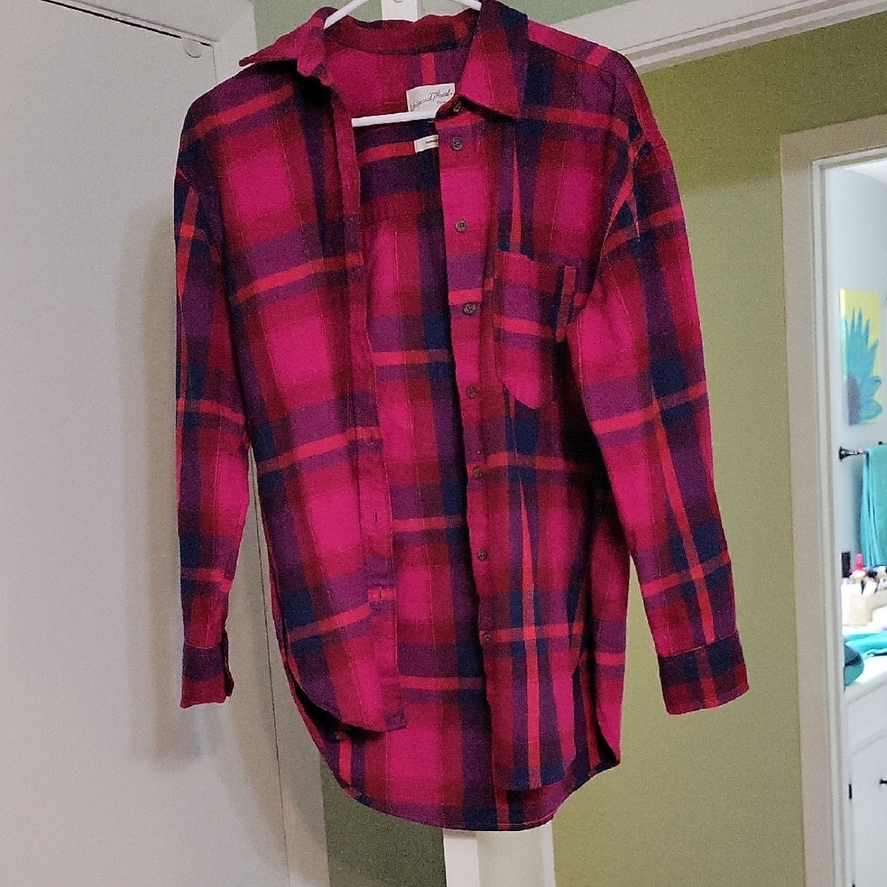 Universal Thread Kids Plaid Shirt in Pink and Navy